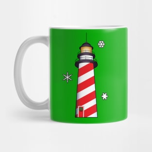 Candy Cane Christmas Lighthouse Mug